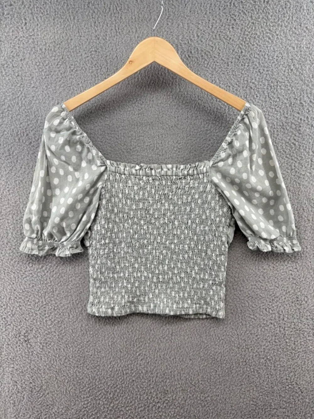 Abercrombie & Fitch Polka Dot Smocked Puff Sleeve Top M